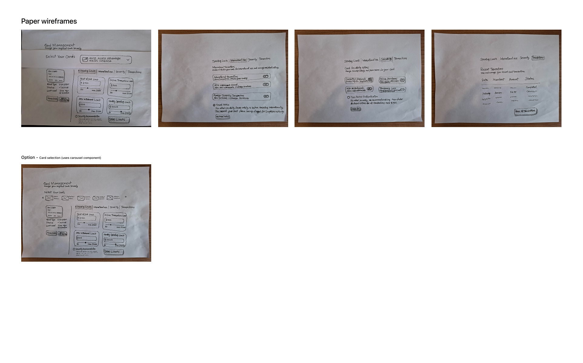 Card Control Paper Wireframe